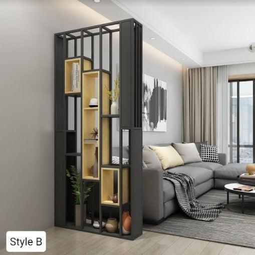 Solid Wood Industrial Shelf / Divider / Metal Planter | SACHI - onehappyhome