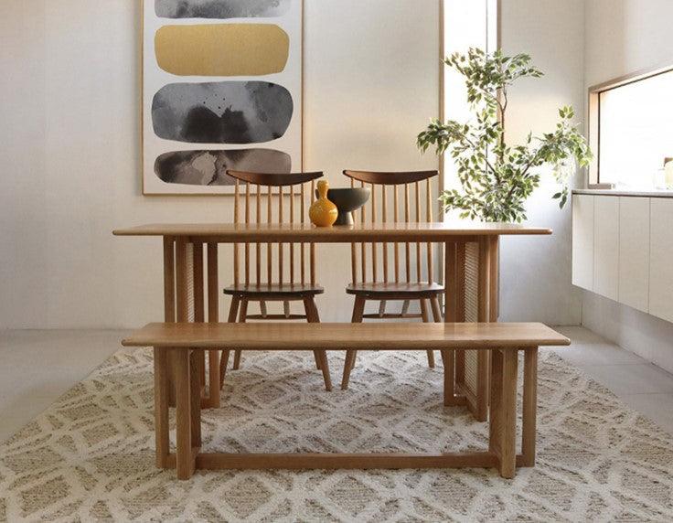 Solid Wood Rattan Dining Table | SIMEON - onehappyhome