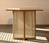 Solid Wood Rattan Dining Table | SIMEON - onehappyhome