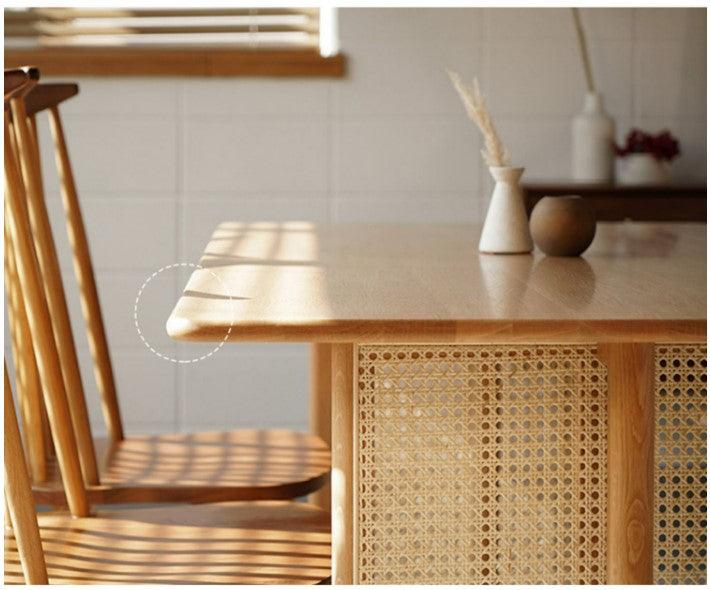 Solid Wood Rattan Dining Table | SIMEON - onehappyhome