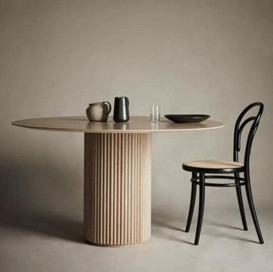 minimalist round solid wood dining table