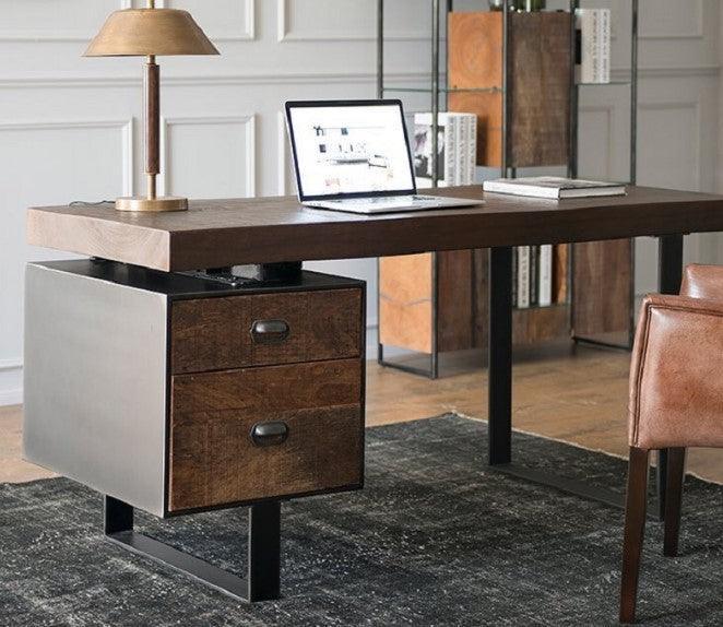 Solid Wood Study Table with Cabinet | FAIYAZ - onehappyhome