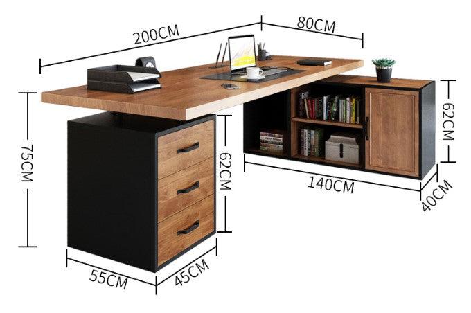 Solid Wood Study Table with Cabinet | HUNAR - onehappyhome