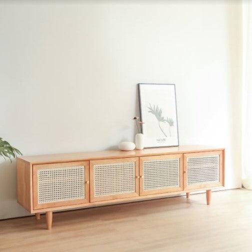 tv console solid wood rattan