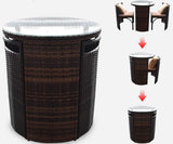 Space Saving Outdoor Furniture Set, Round Rattan Table with 2 Chairs | HELENA - onehappyhome