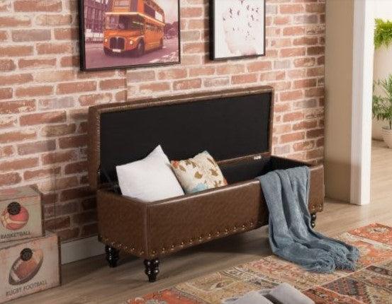 Storage Ottoman Studded Bench | ORIANA - onehappyhome