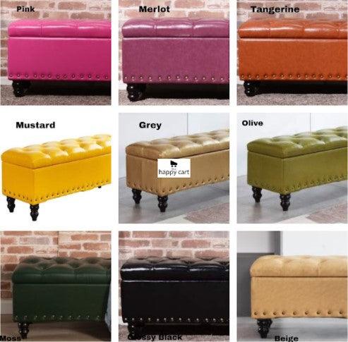 Storage Ottoman Studded Bench | ORIANA - onehappyhome