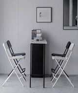 Sturdy and minimalist foldable bar stool in color black and white