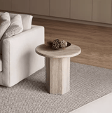 travertine side table