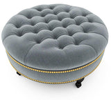 Tufted Round Storage Ottoman Bench | ODESSA - onehappyhome