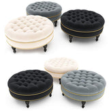 Tufted Round Storage Ottoman Bench | ODESSA - onehappyhome