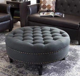 Tufted Round Storage Ottoman Bench | ODESSA - onehappyhome