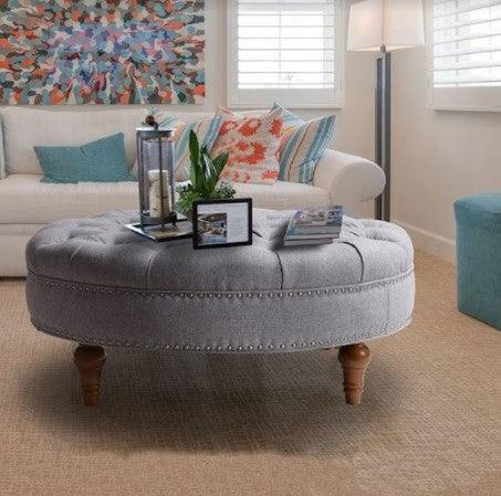 Tufted Round Storage Ottoman Bench | ODESSA - onehappyhome