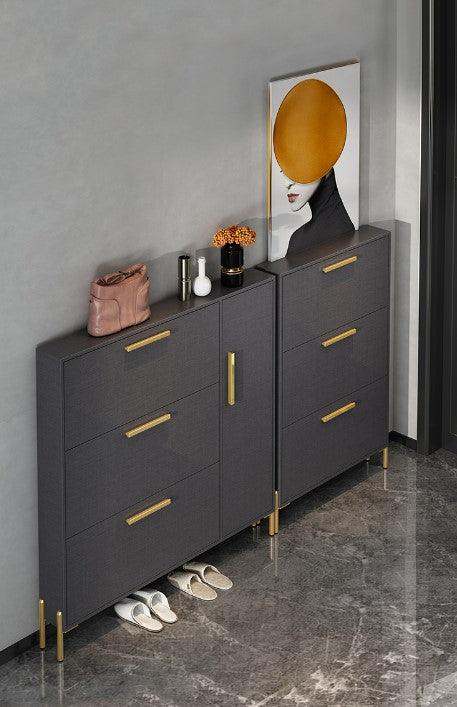 ultra slim shoe cabinet in grey