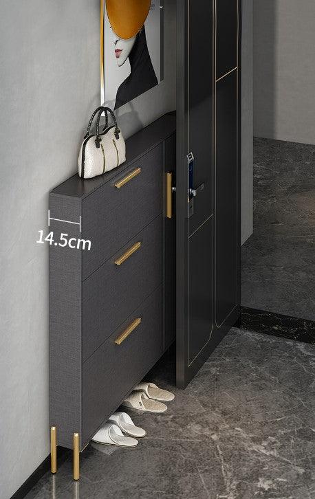 grey slim shoe cabinet