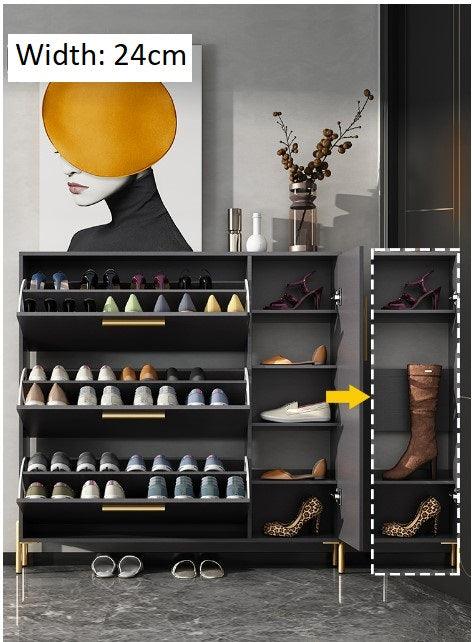 Ultra Slim Shoe Cabinet in Grey | LIVIA - onehappyhome