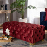 Velvet Tufted Ottoman Bench | ELISE - onehappyhome