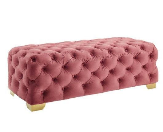 Velvet Tufted Ottoman Bench | ELISE - onehappyhome