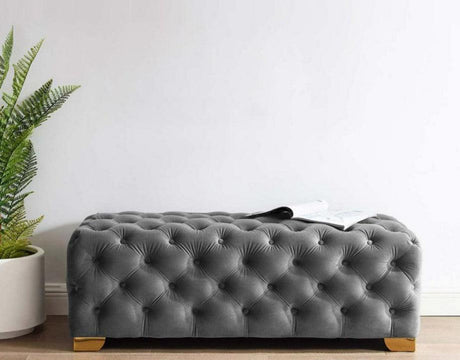 Velvet Tufted Ottoman Bench | ELISE - onehappyhome