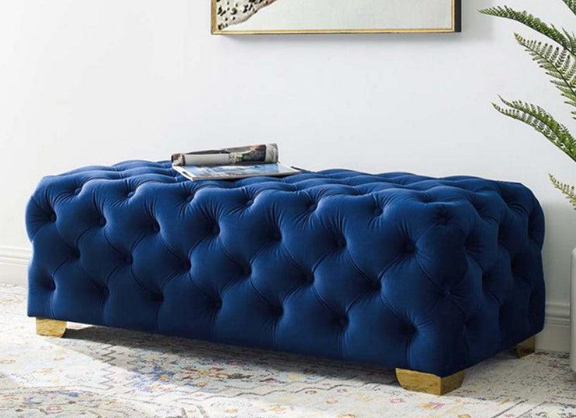 Velvet Tufted Ottoman Bench | ELISE - onehappyhome