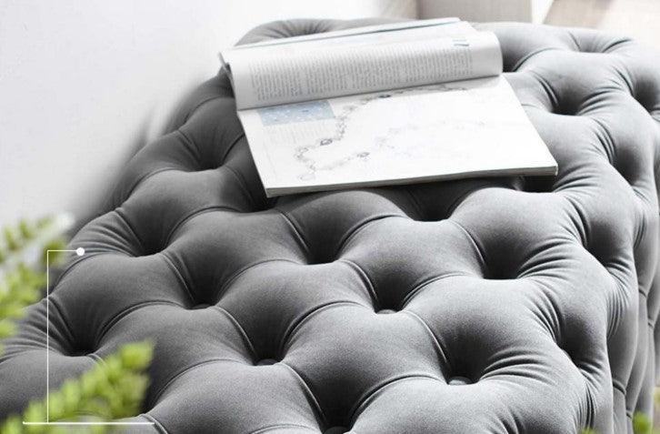 Velvet Tufted Ottoman Bench | ELISE - onehappyhome