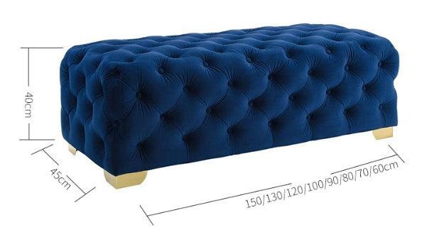 Velvet Tufted Ottoman Bench | ELISE - onehappyhome