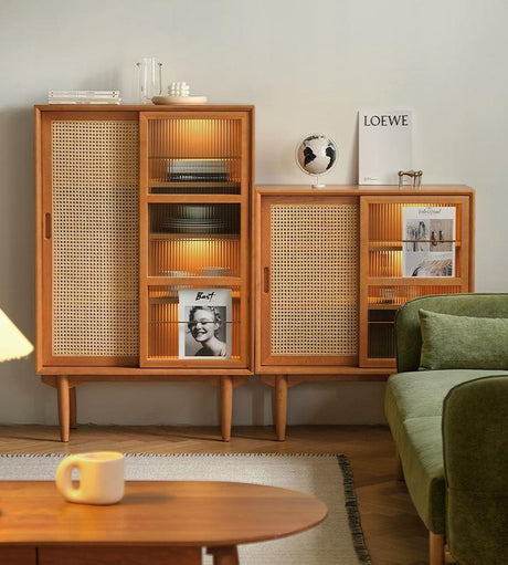 Vintage Rattan Side Cabinet | CANDICE - onehappyhome