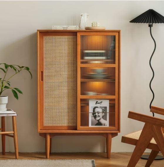 Vintage Rattan Side Cabinet | CANDICE - onehappyhome