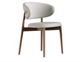 KALEN walnut dining chair with solid wood frame and curved upholstered backrest