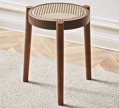 solid wood rattan stool